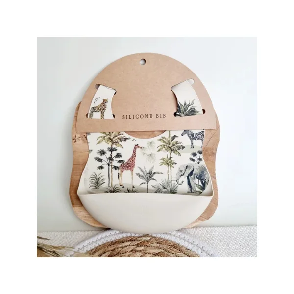 Rammelaartje Silicone Bib – Jungle Beige
