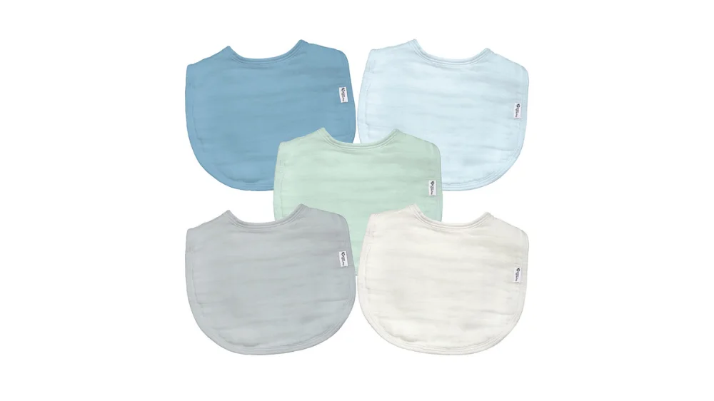 Green Sprouts Organic cotton muslin bibs (5 pack) blueberry