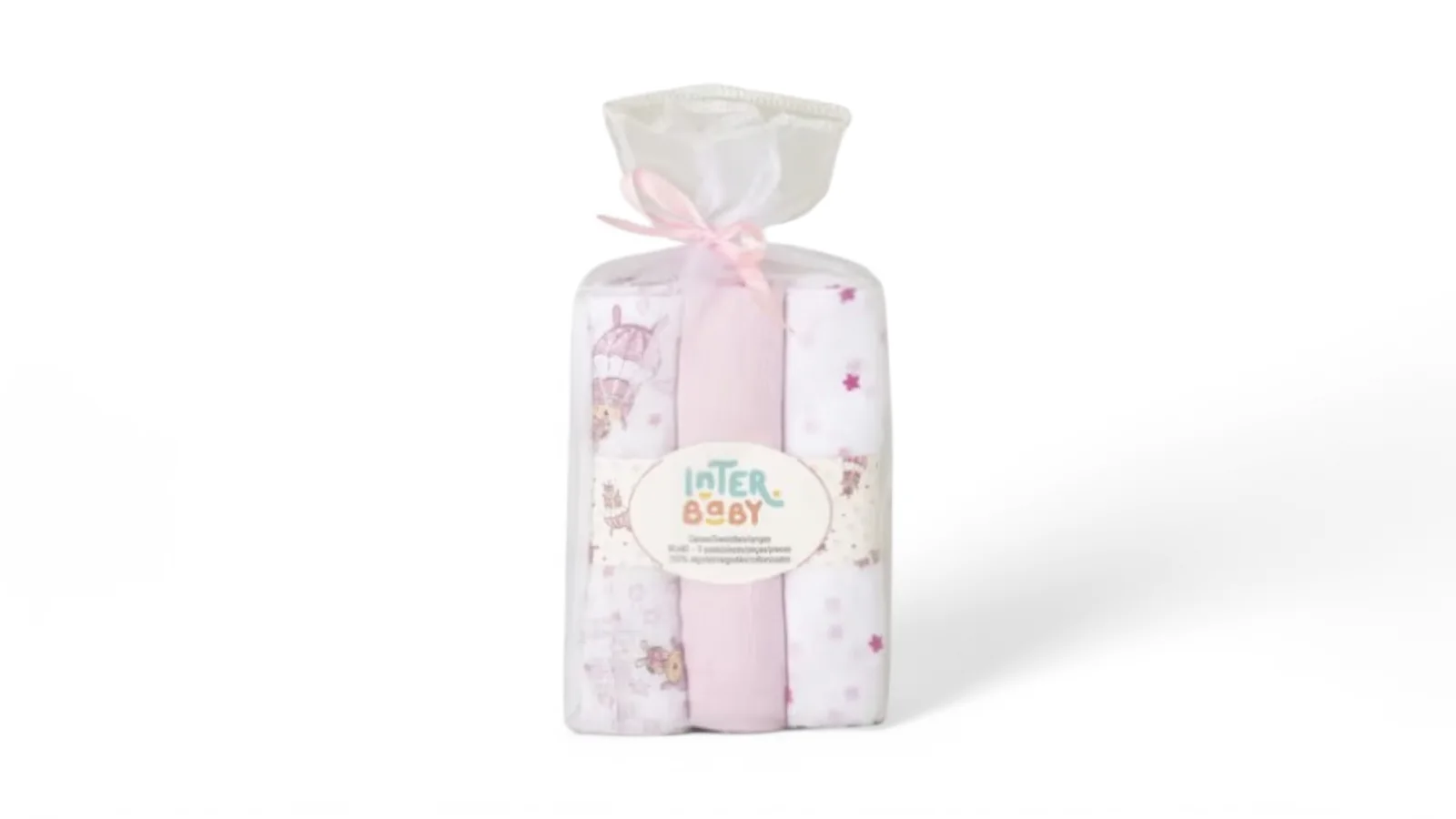 Interbaby Muslin Swaddles 80×80 3 pcs- Pink Skydiver