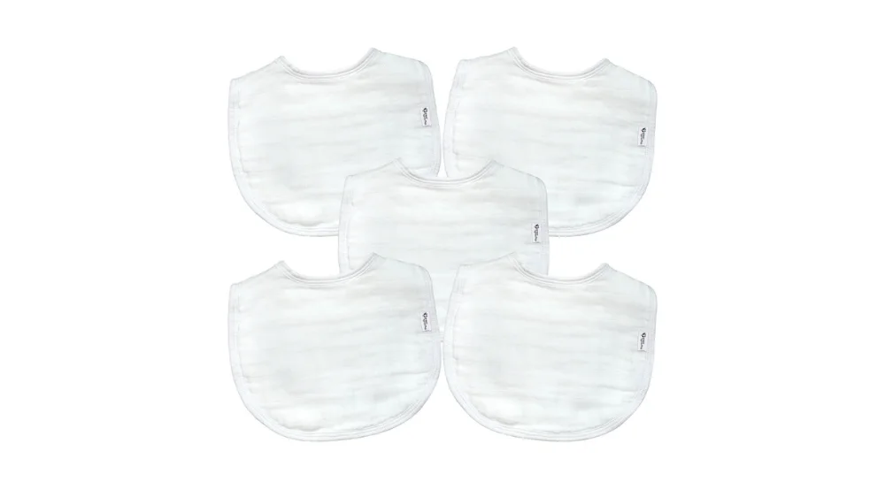 Green Sprouts Organic cotton muslin bibs (5 pack) White