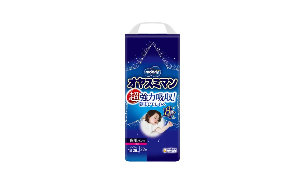 Moony pull-up nappies girls at night XXL (13-28 kg) 22 pcs