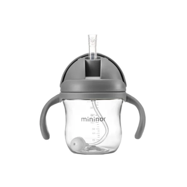 Mininor Straw Bottle Tritan 220ml Grey