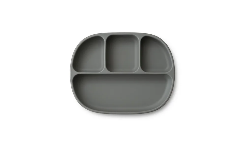 Interbaby Silicone plate with suction cup and lid Grey