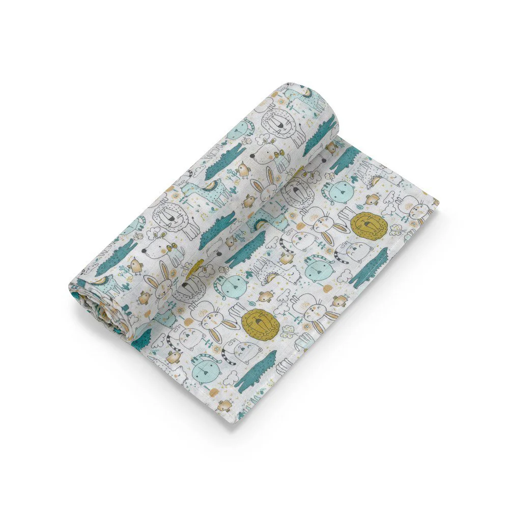 Interbaby Muslin Swaddle 120×120 1 pcs- Cats