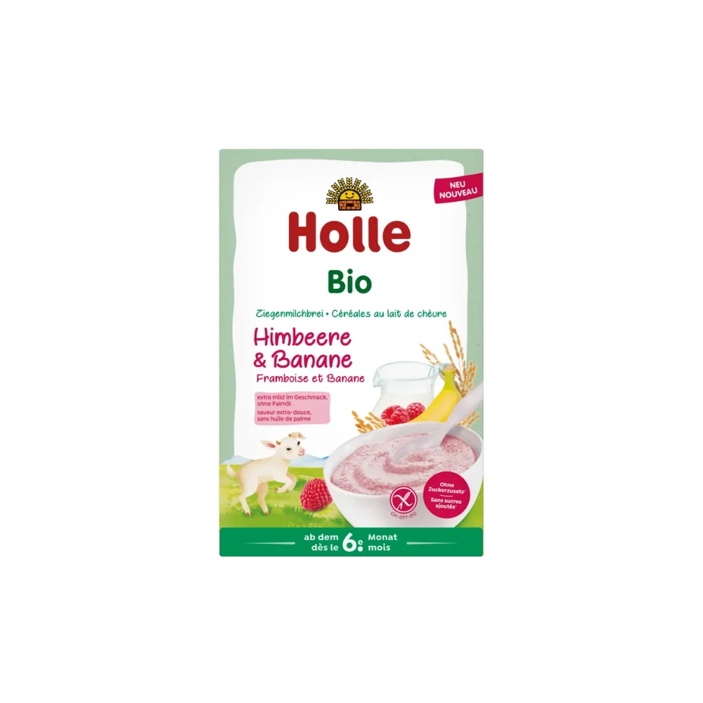 Holle Organic Goat milk porridge raspberry and banana 6+ 200g