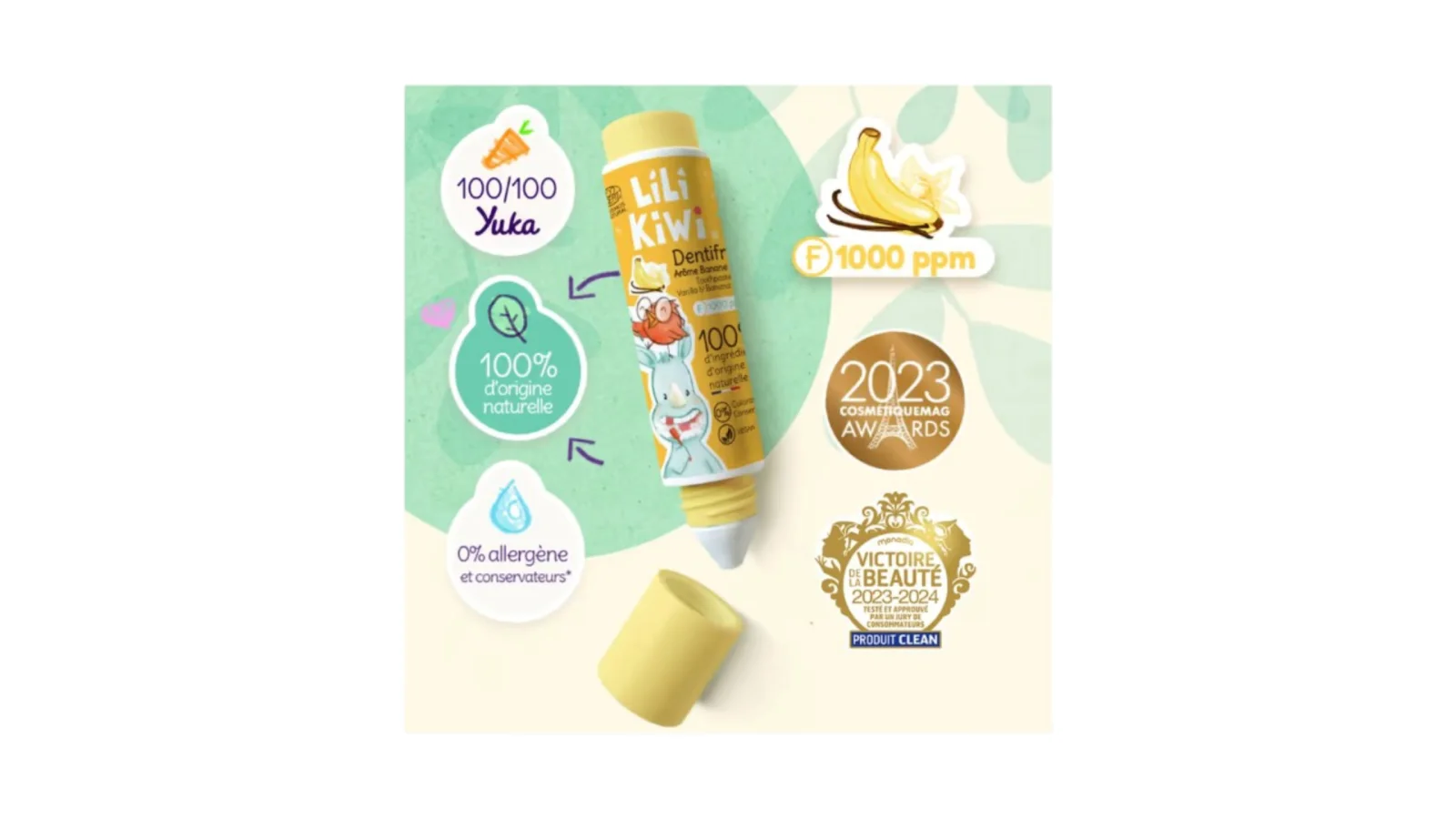 LiLiKiWi 1000 PPM Fluoride Toothpaste Banana-Vanilla 3y+ 30ml