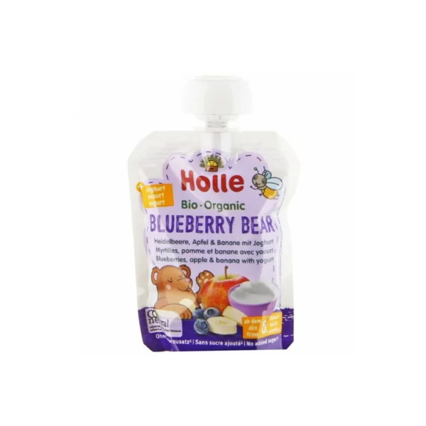 Holle Organic Blueberry Bear – Blueberries, apple & banana with yogurt 8+ 100 g