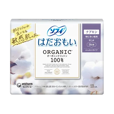 Unicharm Organic Sanitary Pads with wings 26 cm