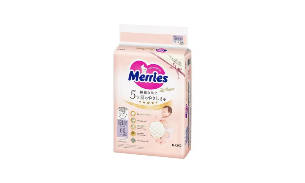 Merries First Premium NB up to 5000g 60 pcs