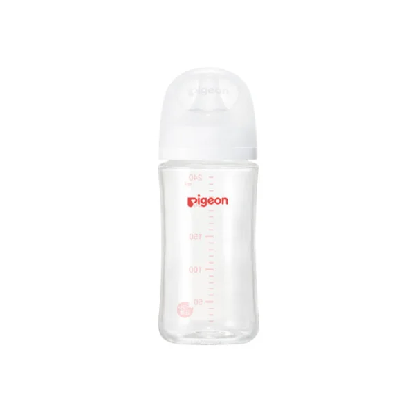 Pigeon Baby Glass Bottle With Breast Feel Nipples 240ml