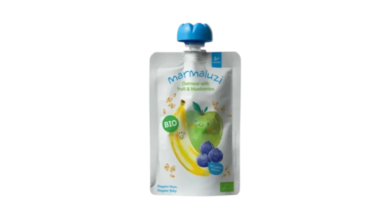 Marmaluzi Organic Oatmeal Fruit Blueberries Puree 90g 6m+