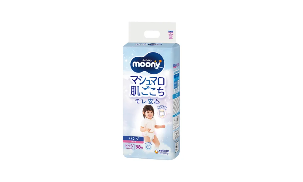 Moony pull-up nappies girls XL (12-22 kg) 38 pcs