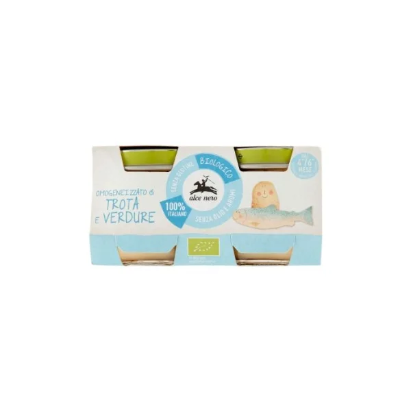 Alce Nero Organic trout and vegetables baby food – 2 x 80g jar
