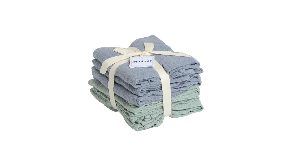 Mininor Muslin Cloths 70×70 6pcs grey/green