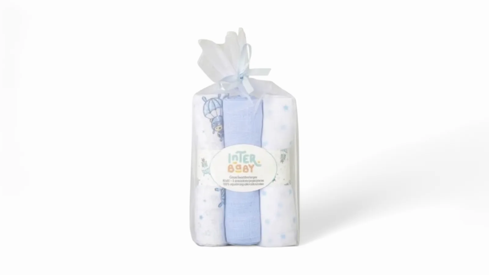 Interbaby Muslin Swaddles 80×80 3 pcs- Blue Skydiver