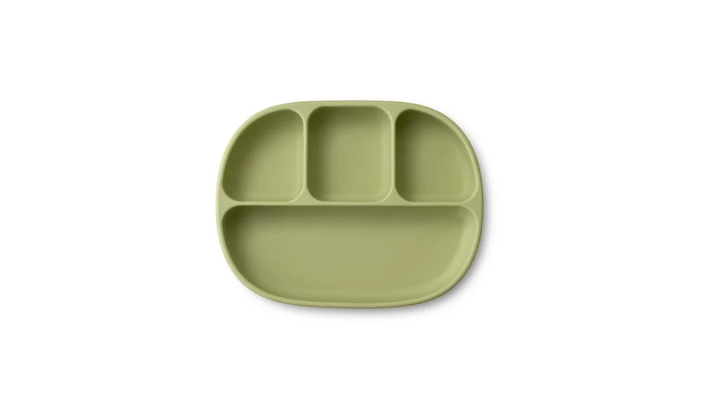 Interbaby Silicone plate with suction cup and lid Olive